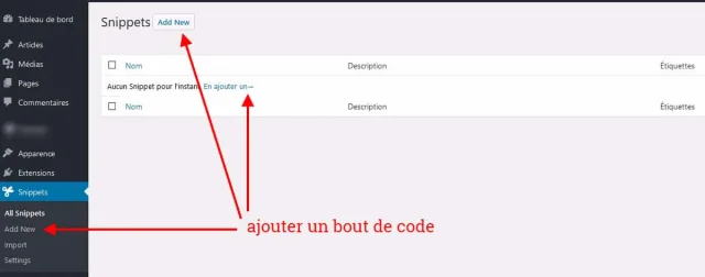 ajouter un bout de code