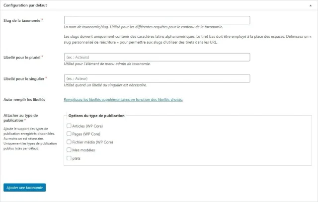 CPTUI - Taxonomies personnalisées