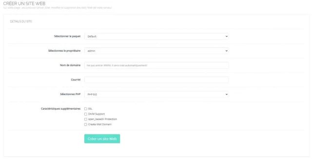 Création de domaine dans CyberPanel