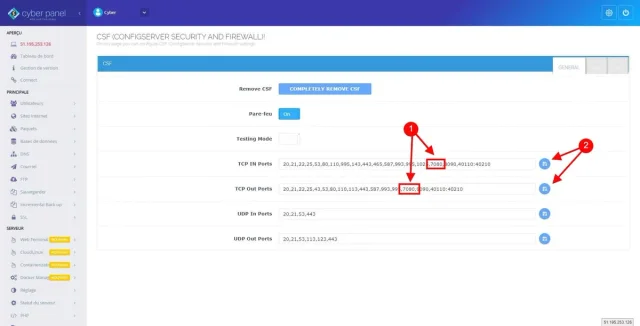 CyberPanel - CSF (pare-feu)