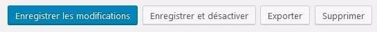 boutons d'enregistrement / export / suppression