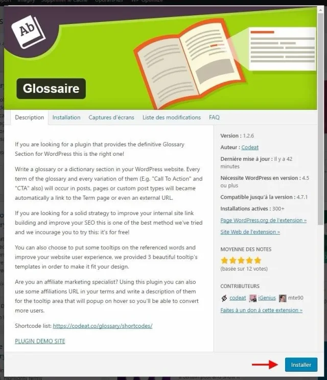Détails d'une extension