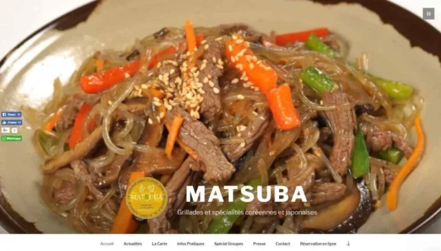 Site web du restaurant Matsuba