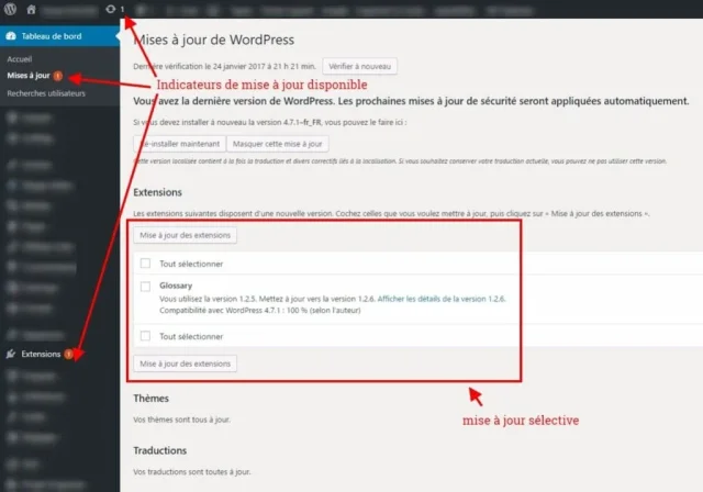 Mise à jour d'extension
