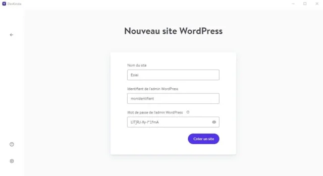 DevKinsta - Nouveau site standard
