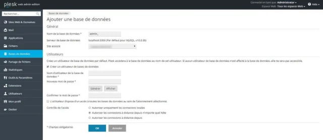 Ajout d'une base de données