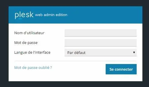 Écran de connexion Plesk