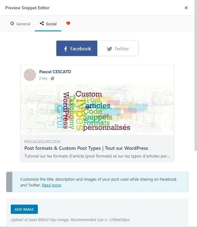 Prévisualisation des méta-données / réseaux sociaux - Rank Math