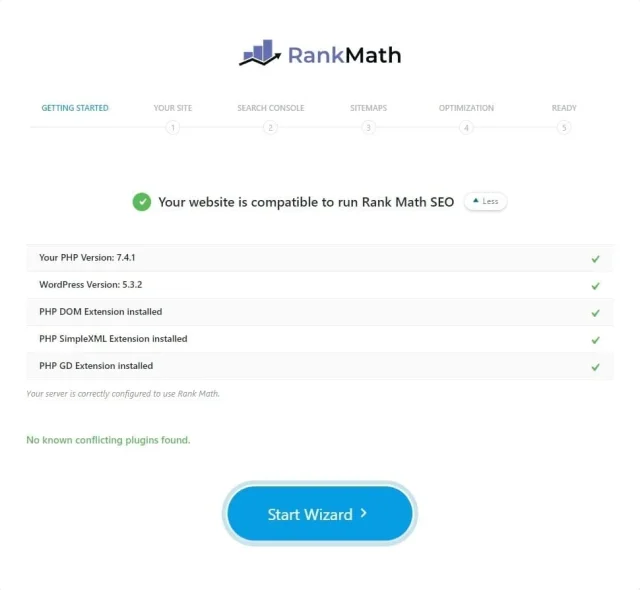 Rank Math - Compatibilité du site avec l'extension