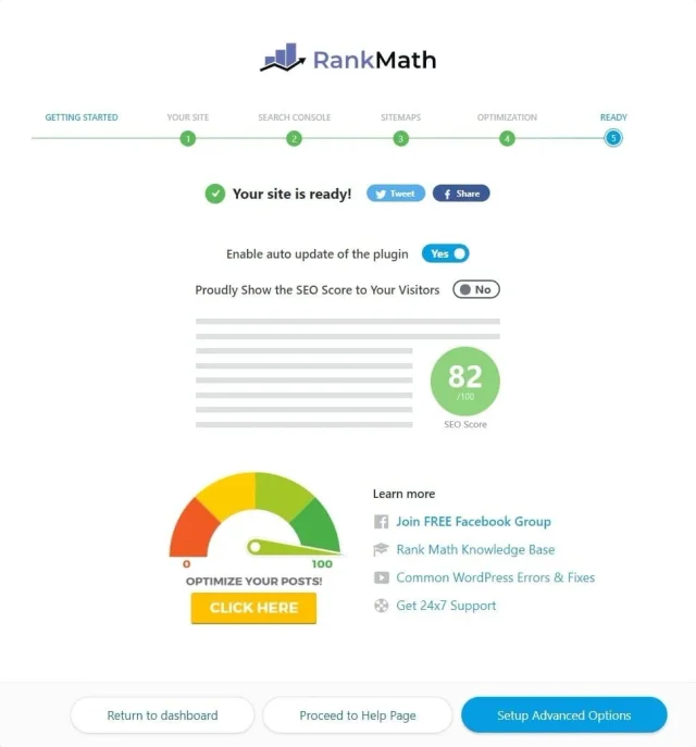 Rank Math - configuration terminée