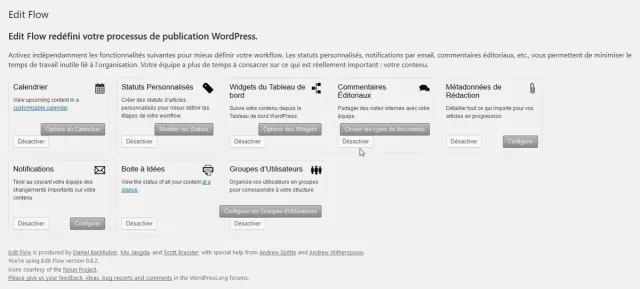 Activer / désactiver les fonctionnalités Edit Flow