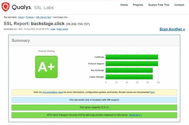 Résultats Qualys - SSL Labs