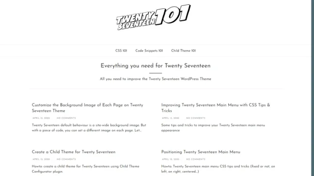 Accueil du site Twenty Seventeen 101