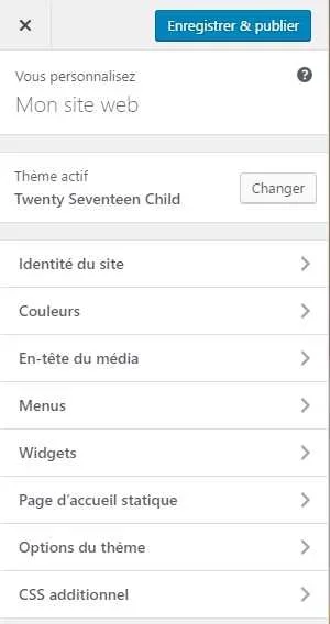 Outil de personnalisation - Twenty Seventeen