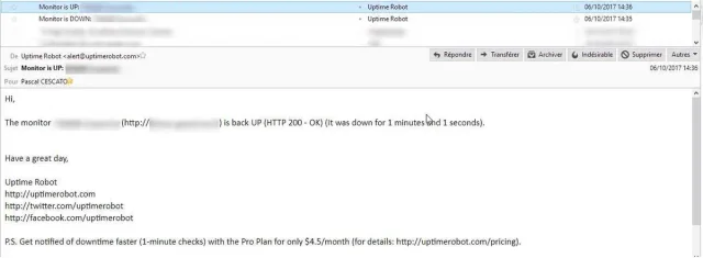 Alerte Uptime Monitor (up)