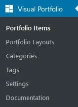 Menu Visual Portfolio