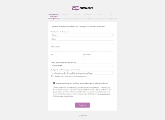 Configuration de la boutique