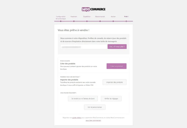 Fin de la configuration