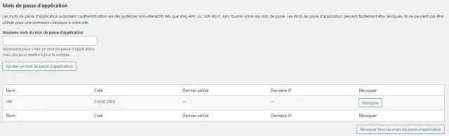 WordPress - Mot de passe applicatif