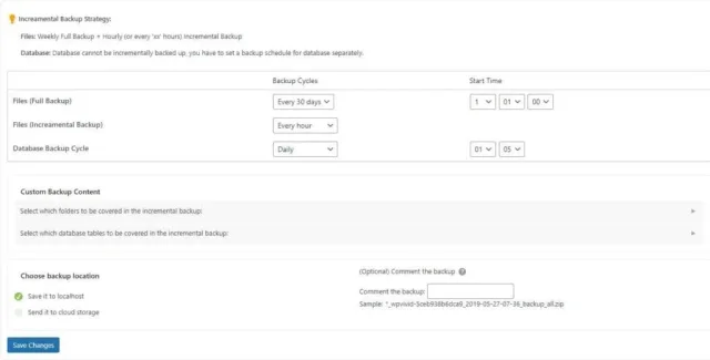 WPvivid - Backup incrémental