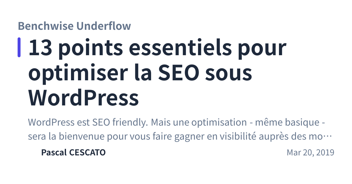 Share preview for 13 points essentiels pour optimiser la SEO sous WordPress