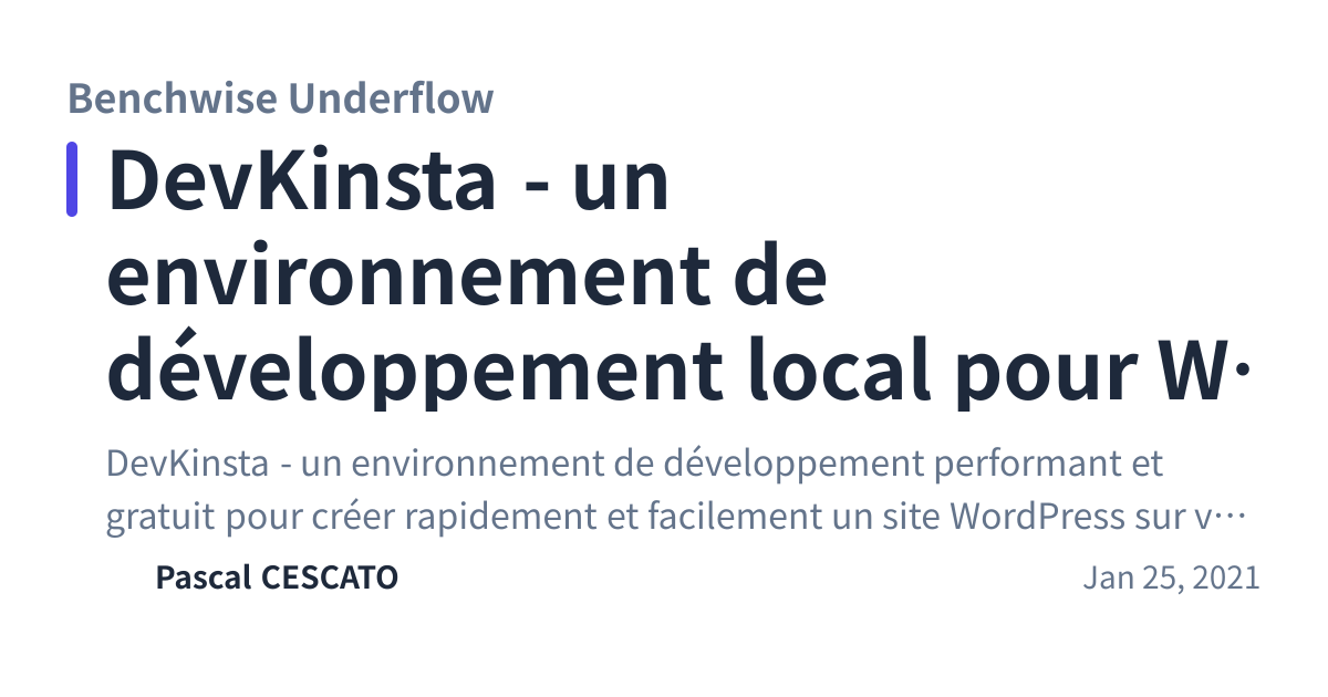 Share preview for DevKinsta - un environnement de développement local pour WordPress