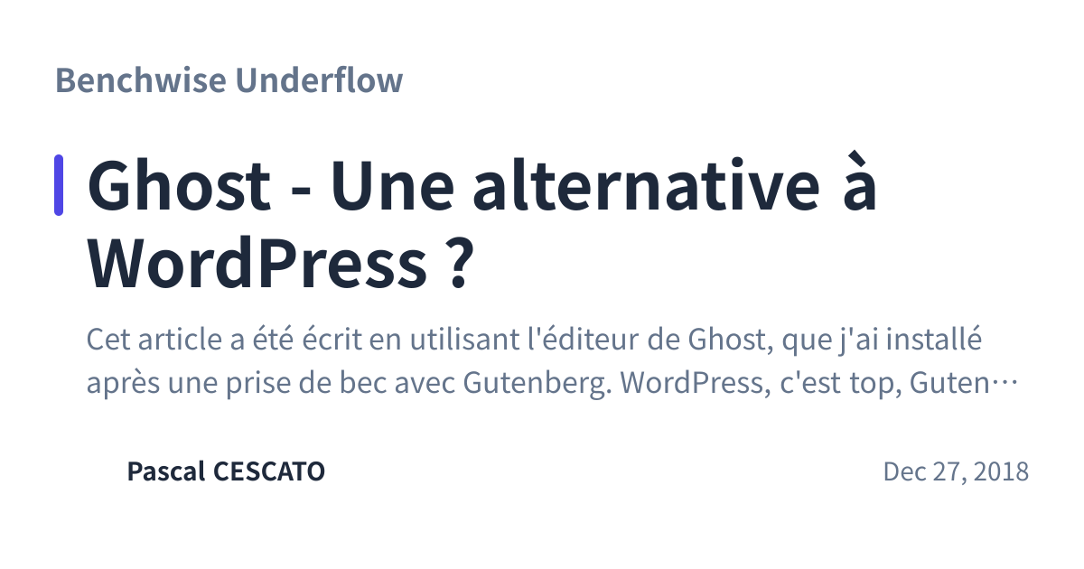 Share preview for Ghost - Une alternative à WordPress ?