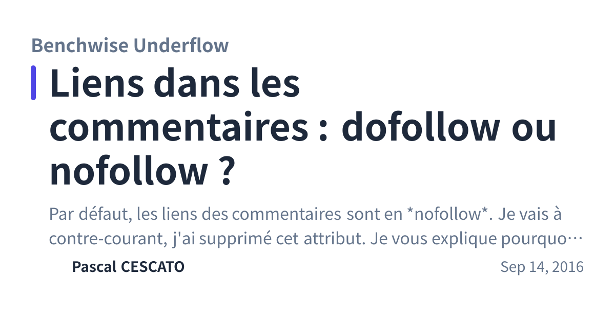 Share preview for Liens dans les commentaires : dofollow ou nofollow ?