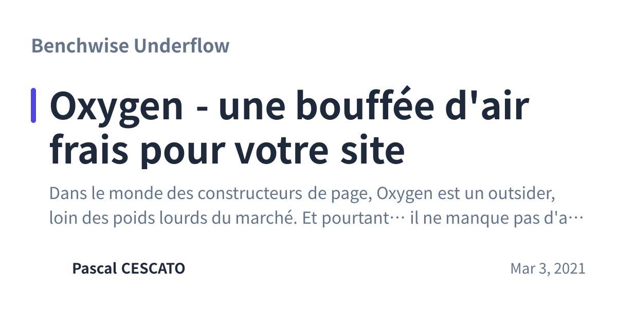 Share preview for Oxygen - une bouffée d'air frais pour votre site